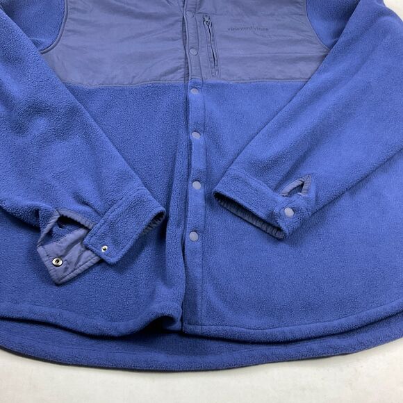 Vineyard Vines Mens Fleece Snap Button Shirt Jacket Blue Shacket Outdoorsy XXL - Picture 2 of 12